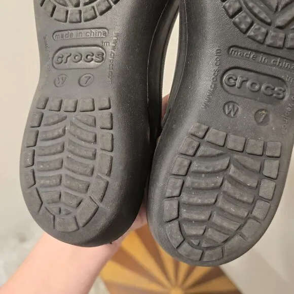 CROCS Kadee Ballet Flats Womens 7 Slip-On Shoes Sandals Mary Jane Black Rubber - Picture 13 of 14